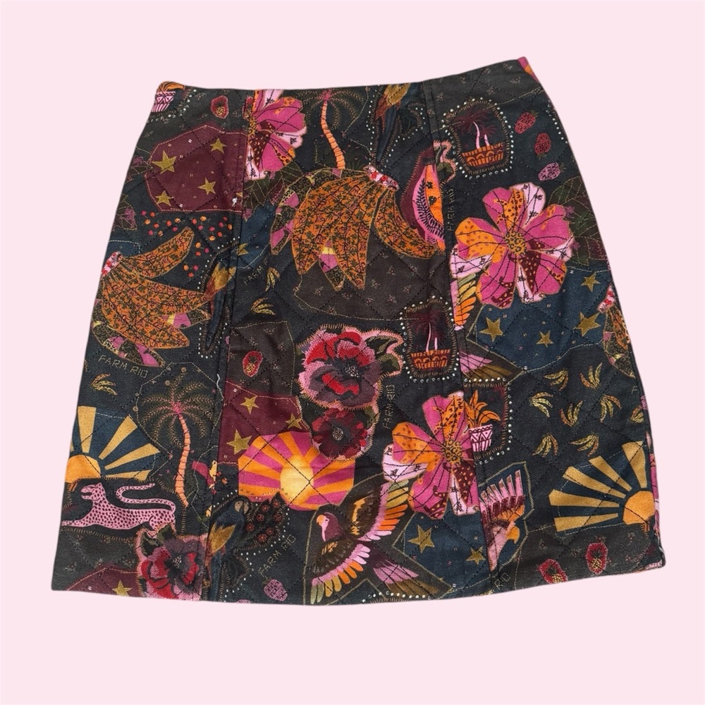 NWT Anthropologie Farm Rio Quilted Skirt, Leopard Motif, Size Small - Picture 2 of 3